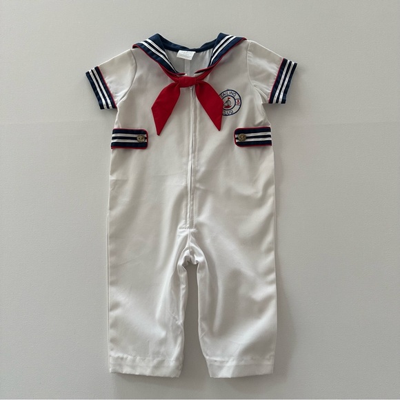 Yacht - Baby Boy Denim Overalls & Sailing Boat Romper Set